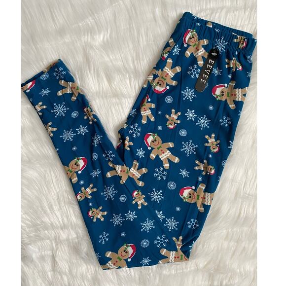 Eevee Gingerbread Man Christmas One Size Leggings- NWT - Picture 1 of 3